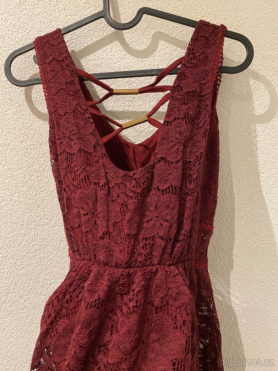 Vínové krajkové šaty - 6