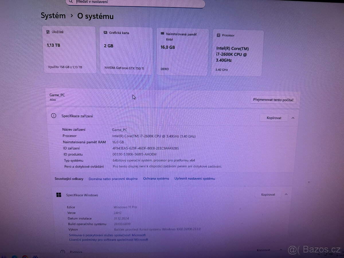 Herní PC core i7, 16 GB ram, Geforce GTX 750 TI - 6