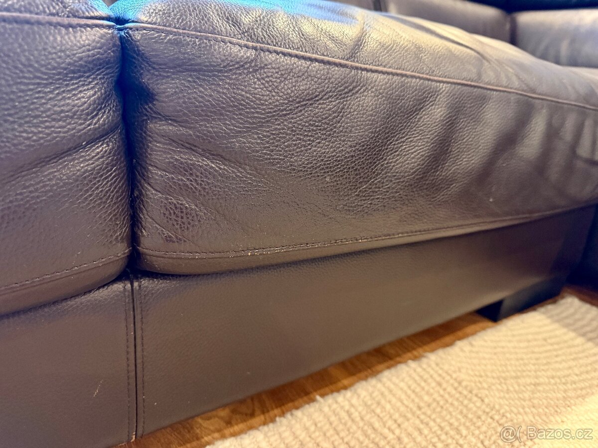 Kožená hnědá sedací souprava DeFo - 6