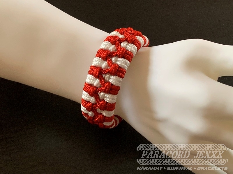 Paracord náramek (18 cm) red - white - 6