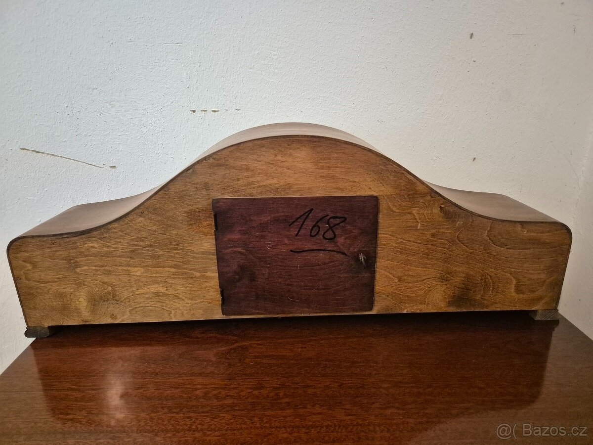 Velké starožitné krbové hodiny art deco - funkční - 6