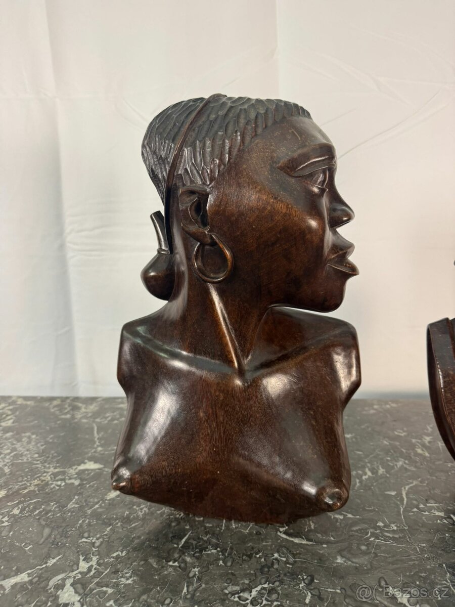 Párový set afrických dřevěných bust (602001) - 6