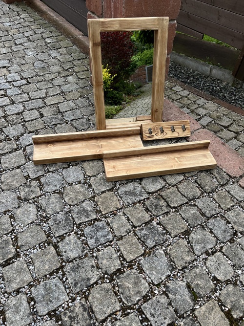 Koupelnový set zrcadlo, police, věšák - 6