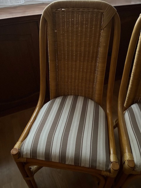 Ratanové židle s polstrovaným sedákem - 6