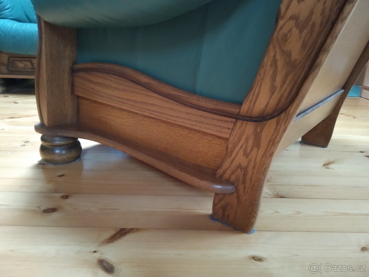 Dubová kožená souprava 3+2+1. - 6