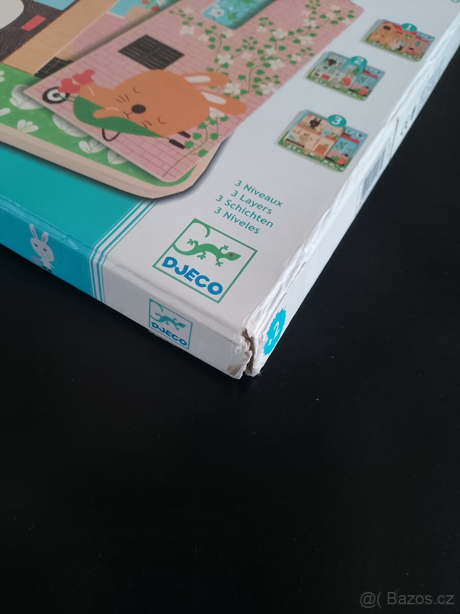 Puzzle Djeco - Zajíci - 3 vrstvy, dřevěné - 6