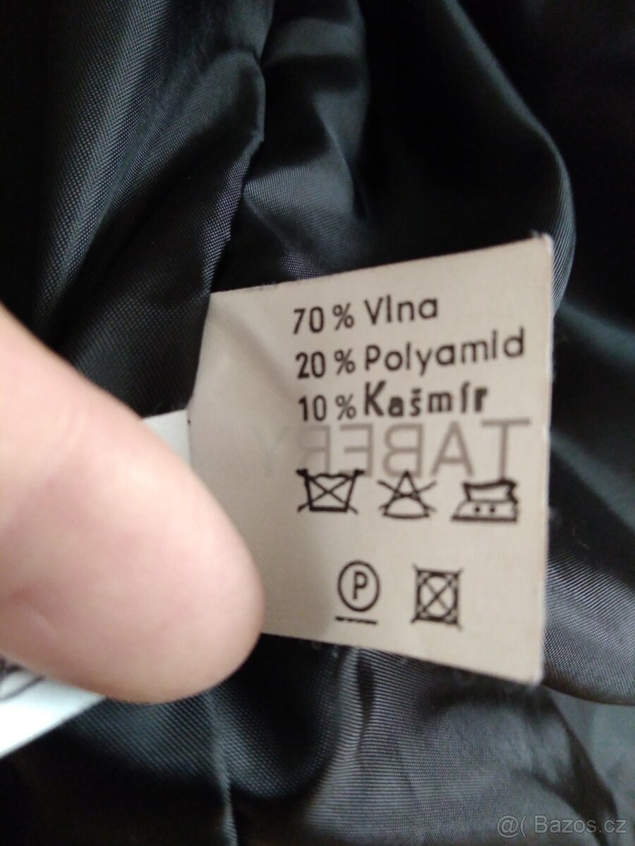 Dámský černý kabát s páskem a odnímatelným ozdobným límcem, - 6