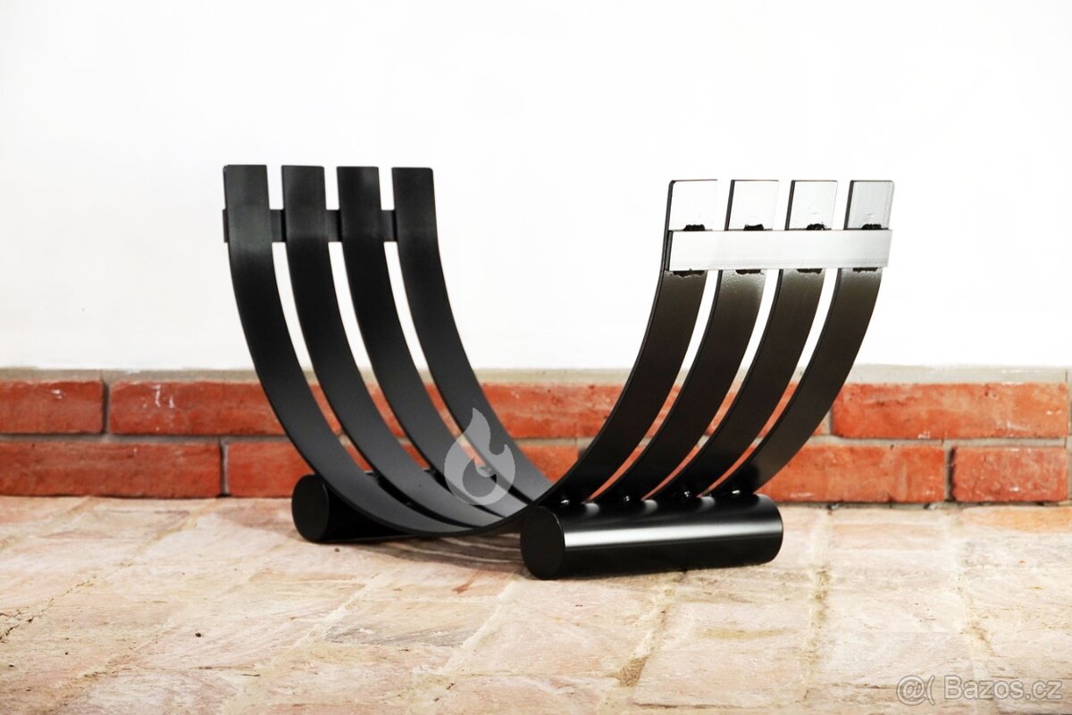 Kovový obloukový stojan na dřevo ke krbu 4LINE z pásoviny - 6