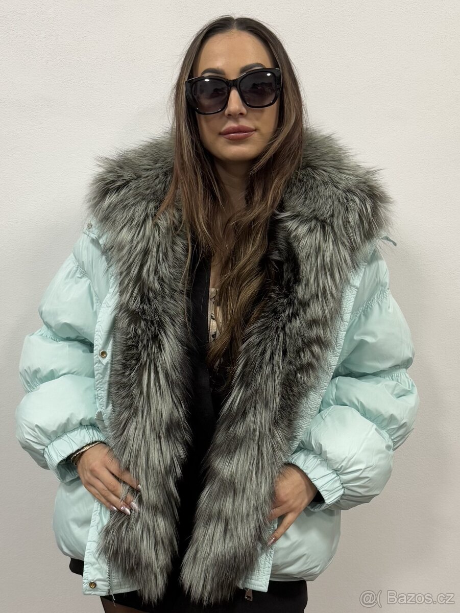 Dámská péřová bunda s pravou liščí kožešinou - 6