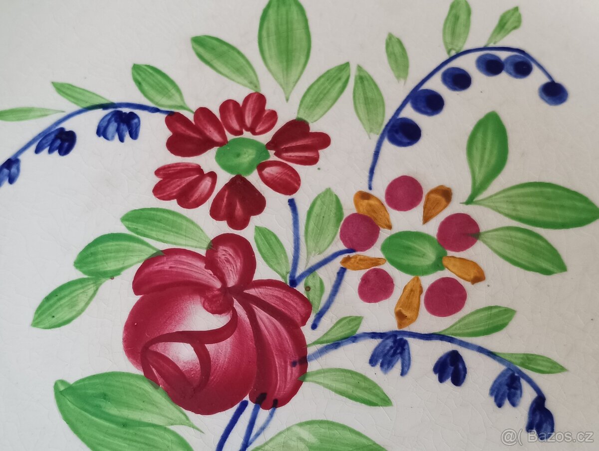 ART DECO FAJÁNS RUČNĚ MALOVANÝ TALÍŘ SARREGUEMINES FRANCIE - 6