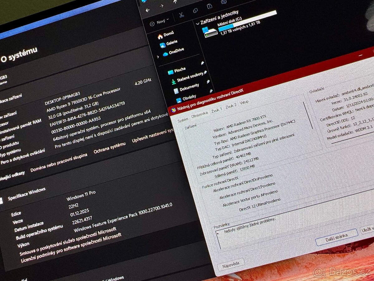 BRUTÁLNÍ HERNÍ PC R9 7950X3D/32GB RAM/RX 7900-XTX/2TB SSD - 6
