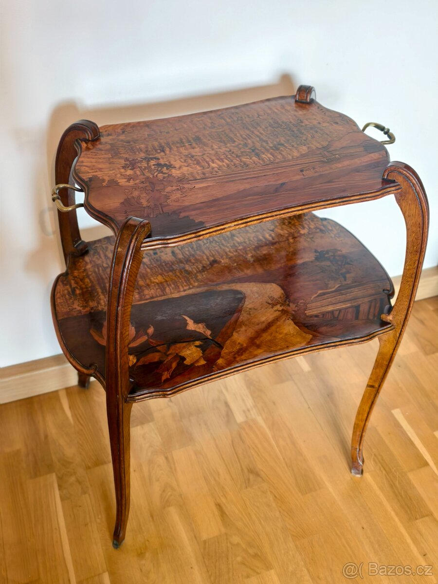 Secesní čajový stolek, etažér Gallé, Majorelle - 6