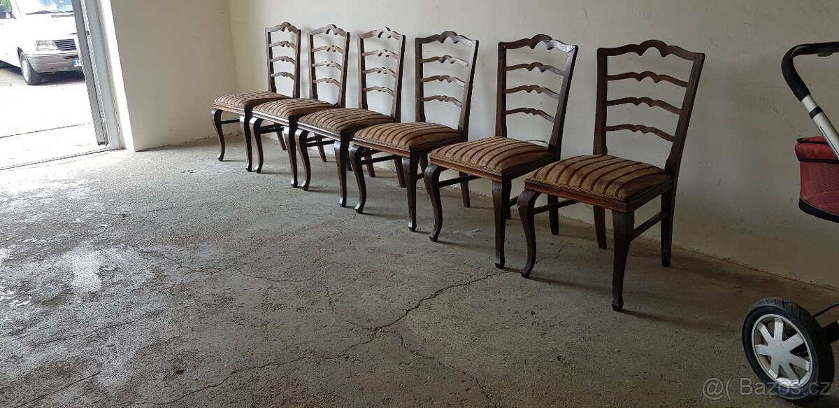 PRODÀM STAROŽITNÉ ŽIDLE-6KS- MASÌVNÌ DUB - 6