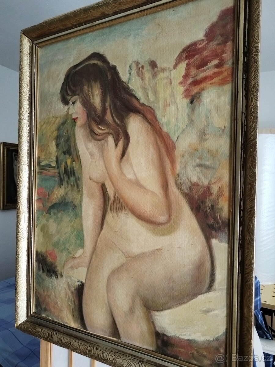 obraz NAHÁ DÍVKA, akt, olej, nesignováno - 6