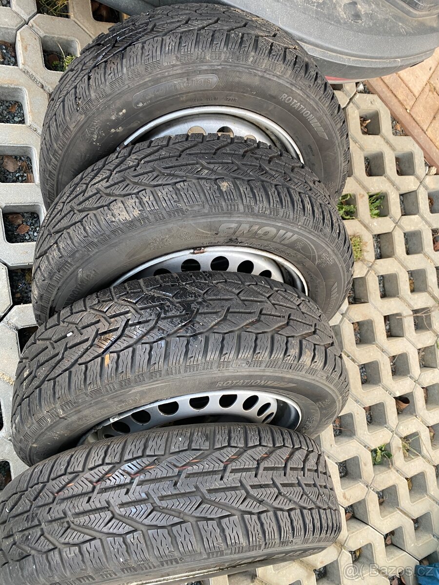 Plechové disky 15” 4x100 a zimní pneu 185/65/R15 - 6