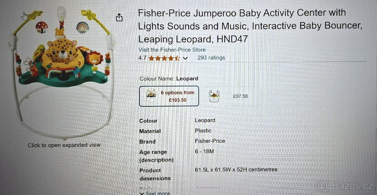 Fisher-Price Jumperoo skákací a hrací centrum pro miminko. - 6