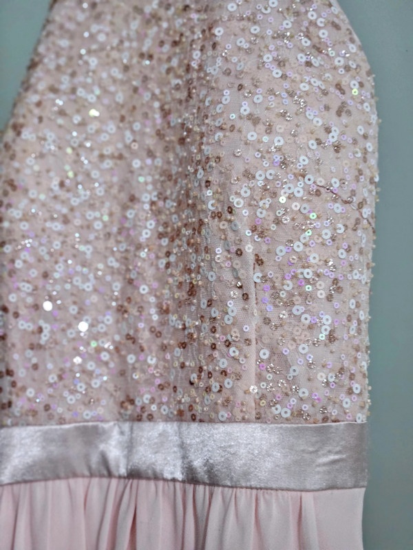 Nádherné meruňkové večerní šaty s flitry xxs - 6