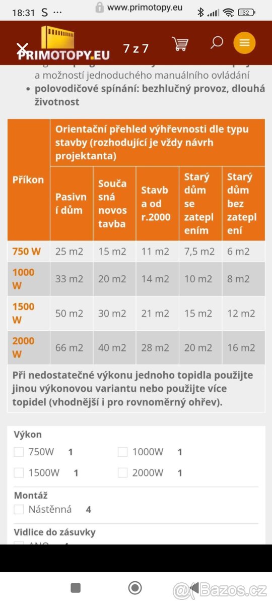 Sálavé primotopy Solius II. 2000 W - 6