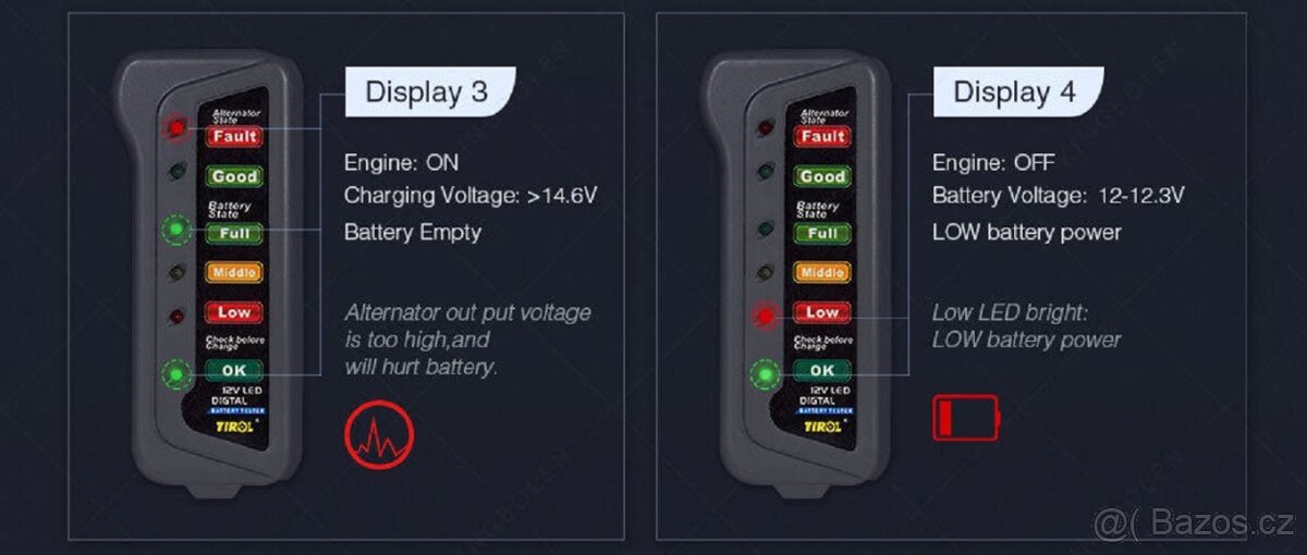 Tester autobaterie a alternátoru - 6