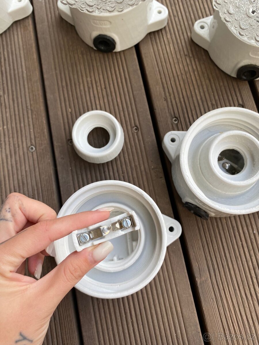 Retro porcelánové svietidlá DDR bublinkové & kryštál. - 6