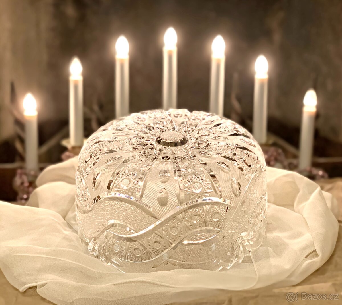 Bohemia Crystal Czechoslovakia Luxusní masivní broušená mísa - 6