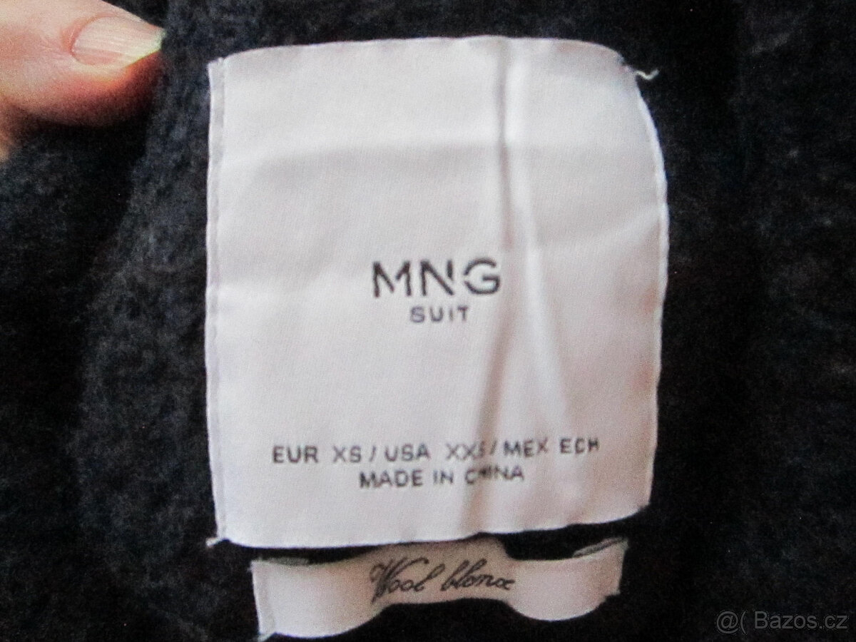 Sytě modrý zimní kabát zn. Mango, XS/S/M, 50% vlny - 6