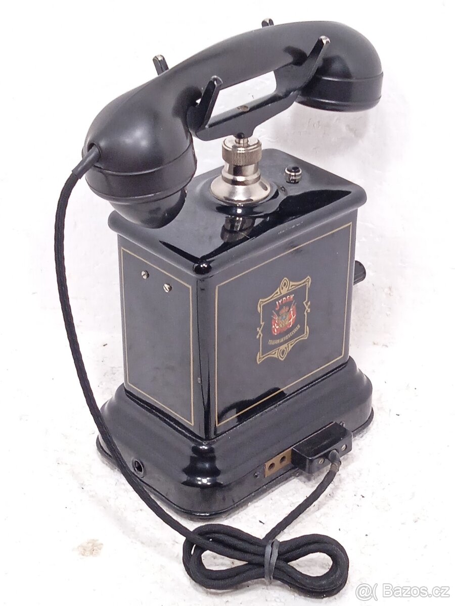 Retro smaltovaný telefon JYDSK s kličkou - 6