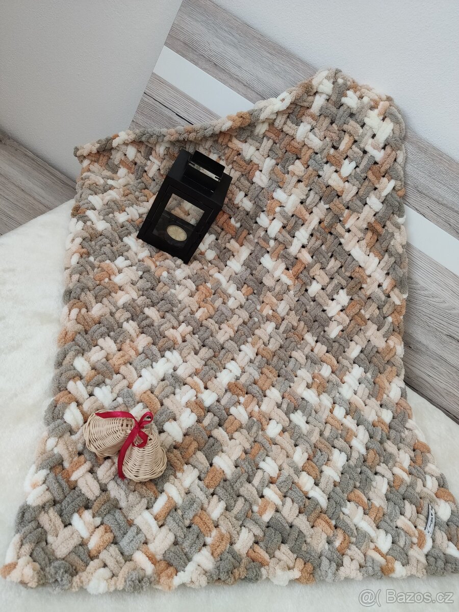 Pletená dětská deka hnědá mix - 6