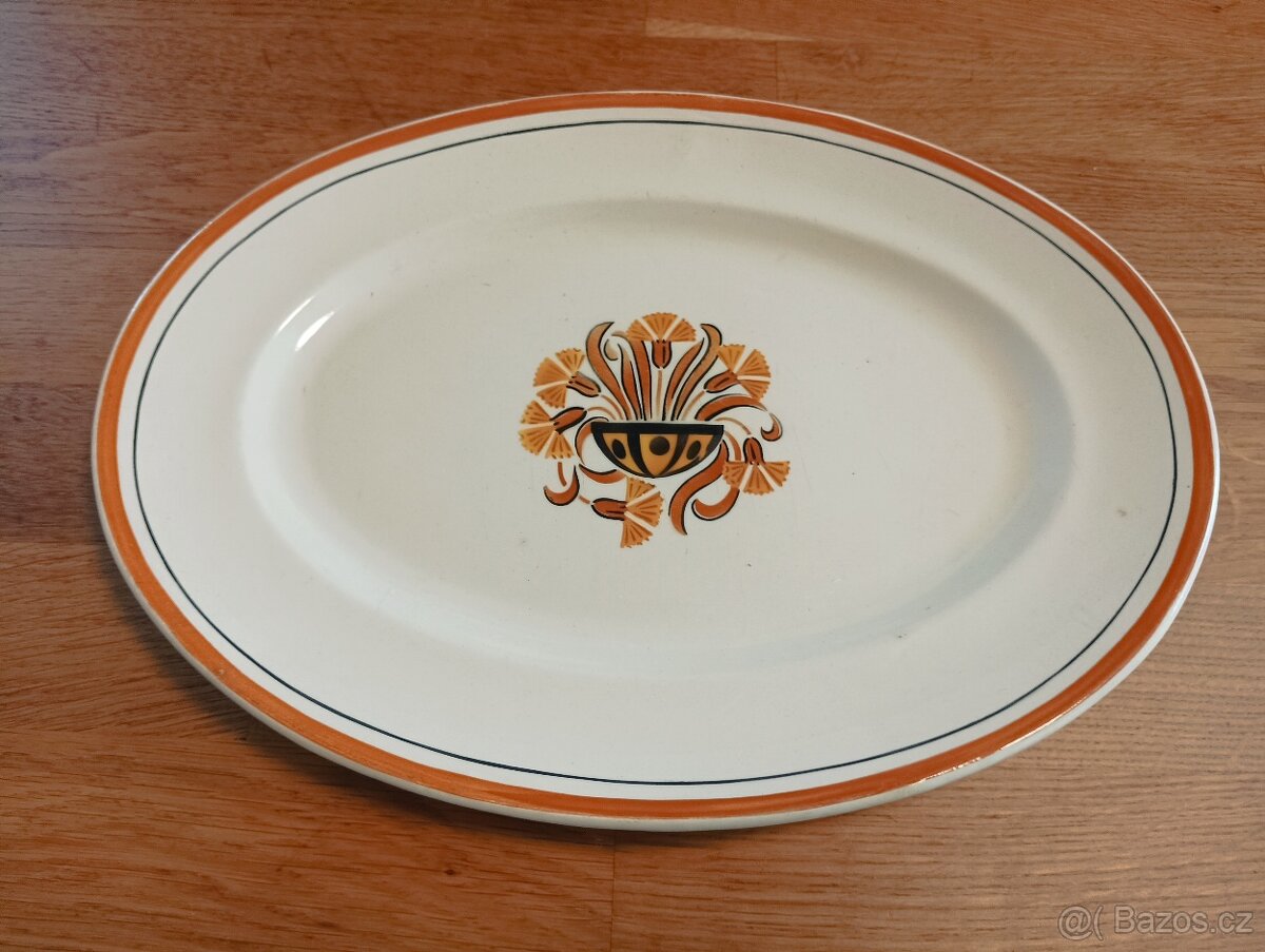 STAROŽITNÝ ART DECO SERVÍROVACÍ TALÍŘ CREIL ET MONTEREAU FRA - 6