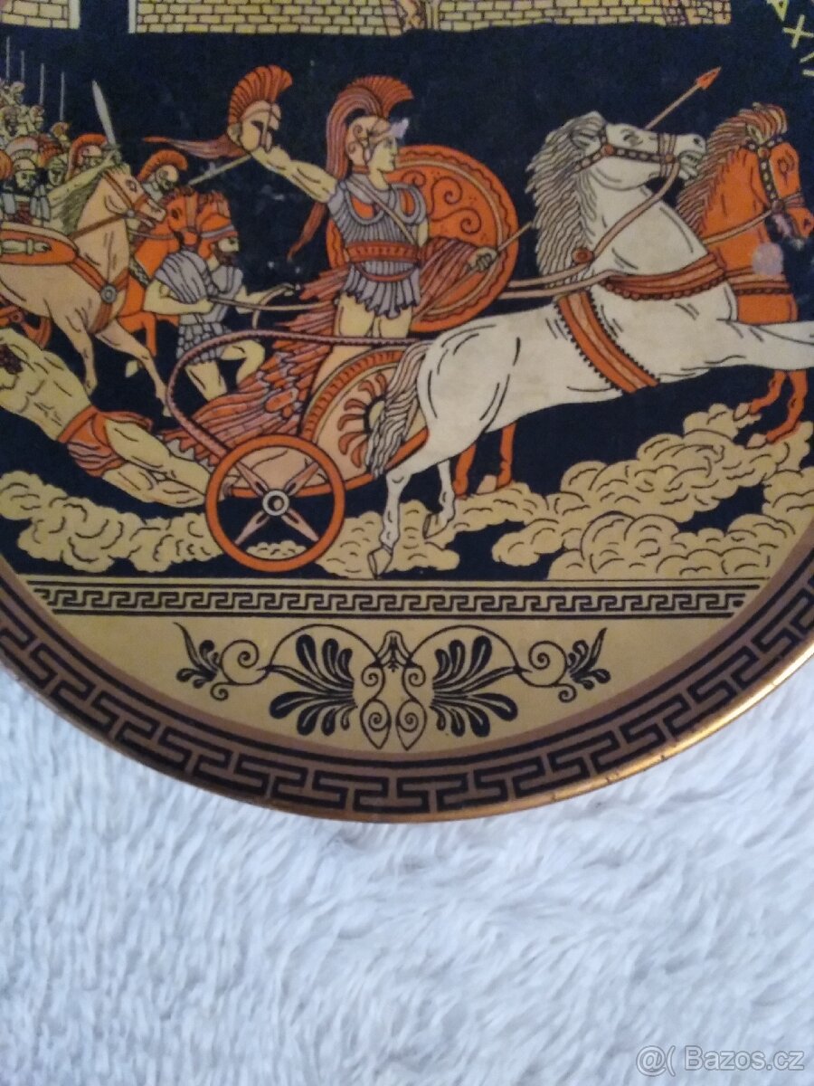 Řecký nástěnný, měděný talíř - 6