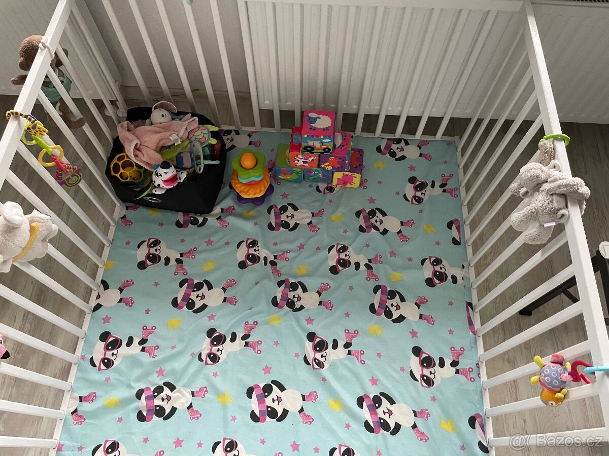 Dřevěná ohrádka pro děti 120 x 120 cm, bílá, BOBAS - 6