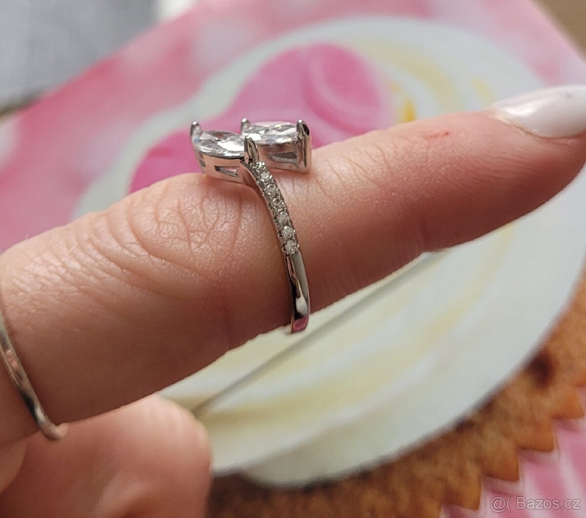 Nový dámský stříbrný prstýnek prsten 925 otevřený - 6