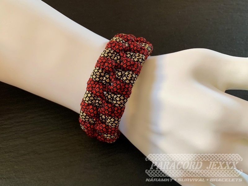 PARACORD náramek (19 cm) red - bronze - 6
