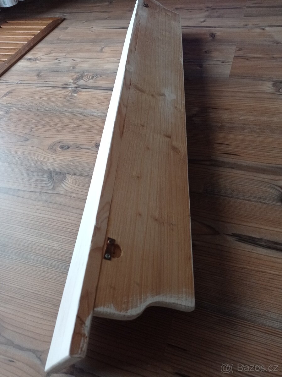 Bílá dřevěná polička 100 cm - 6