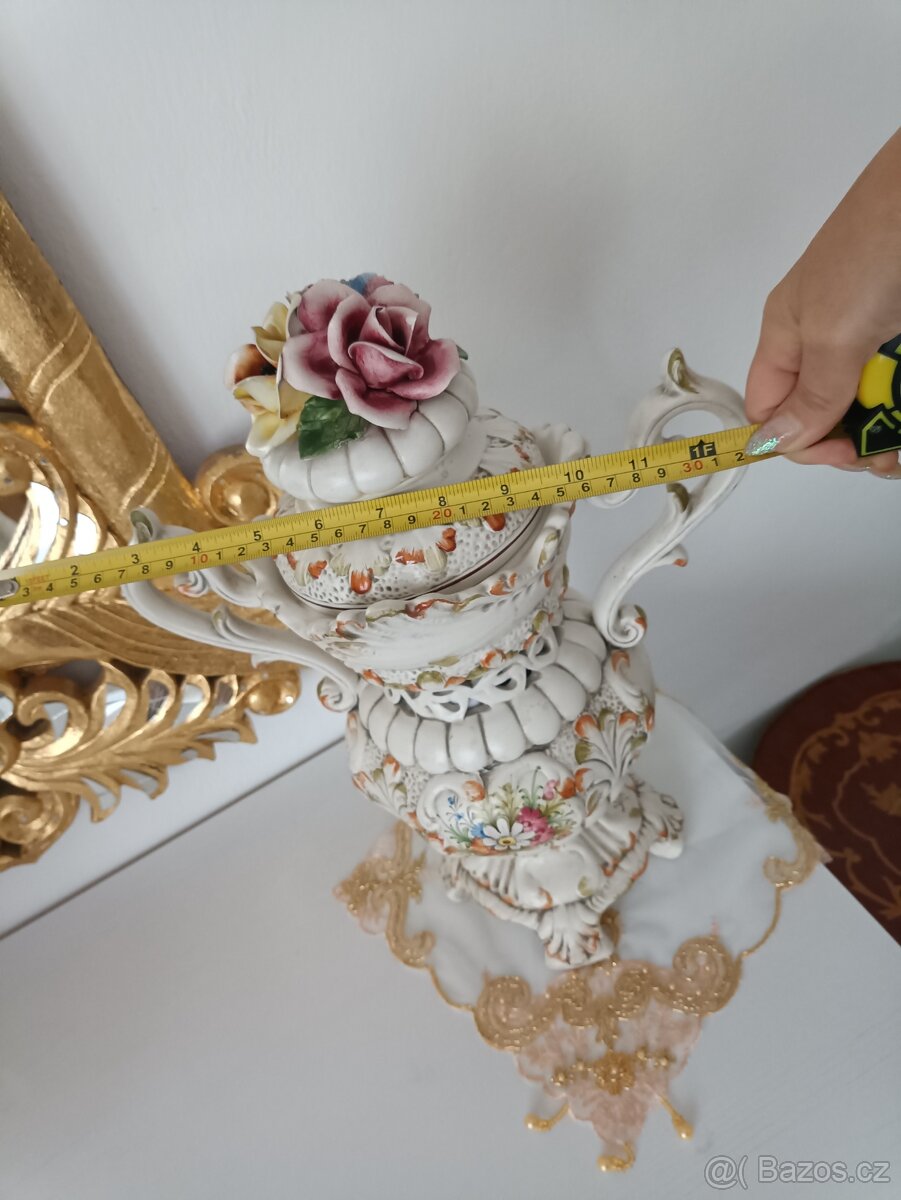 Starožitna porcelánová dzbanova váza. Signováno. - 6