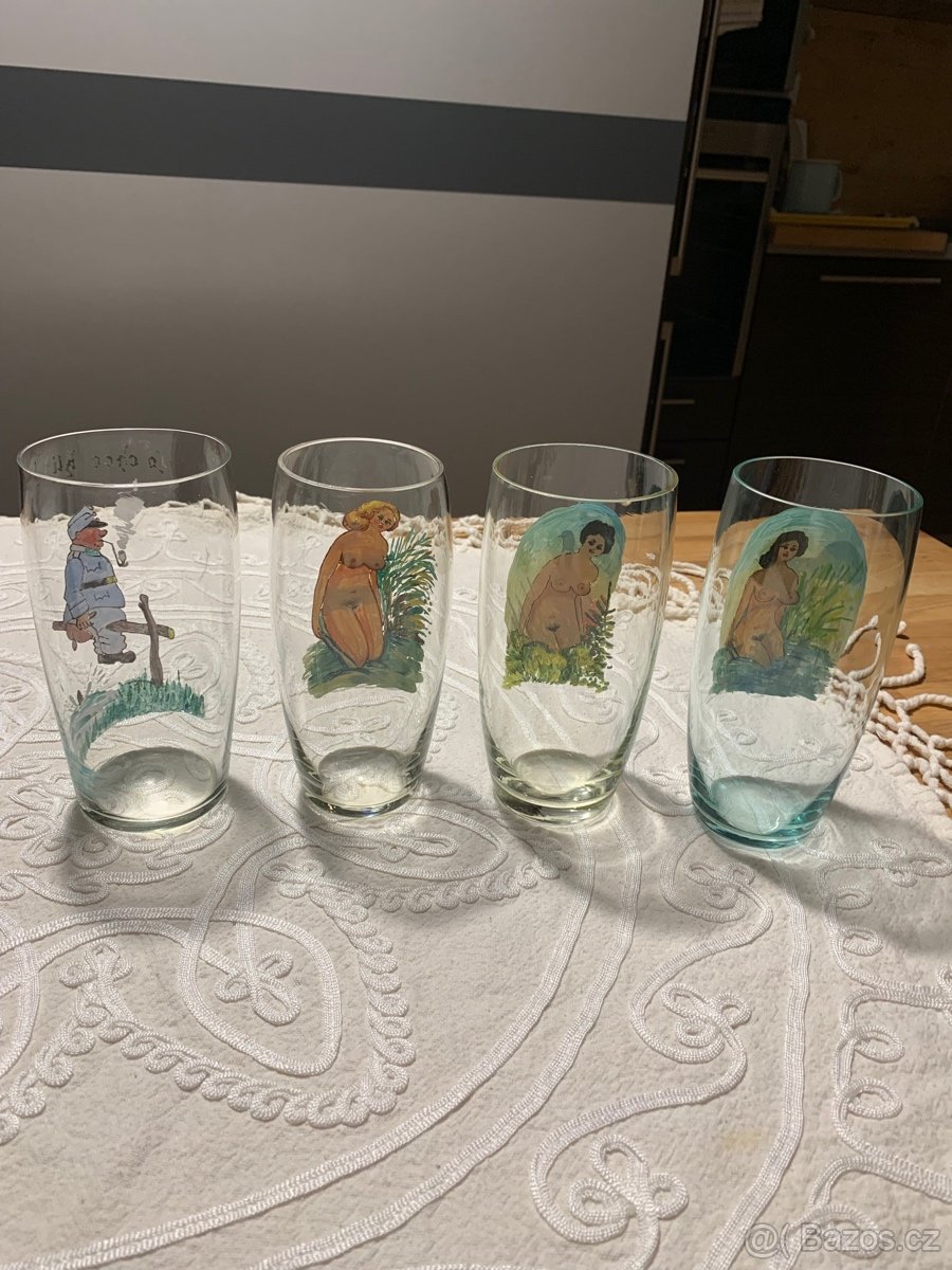 raritní pivní sklenice - ručně malované - 6