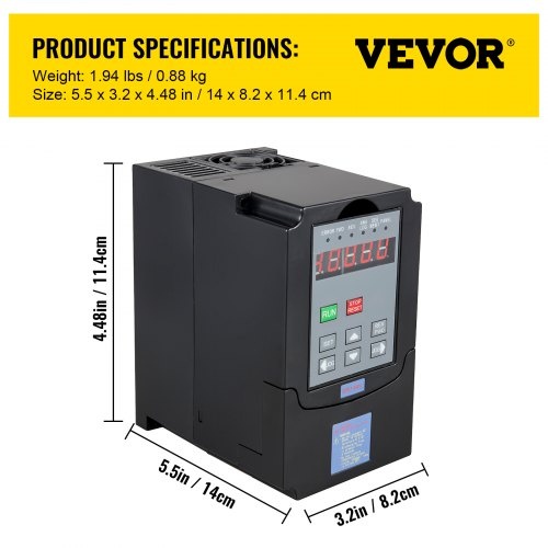 VEVOR 1,5 kW VFD frekvenční měnič pro řízení otáček - 6