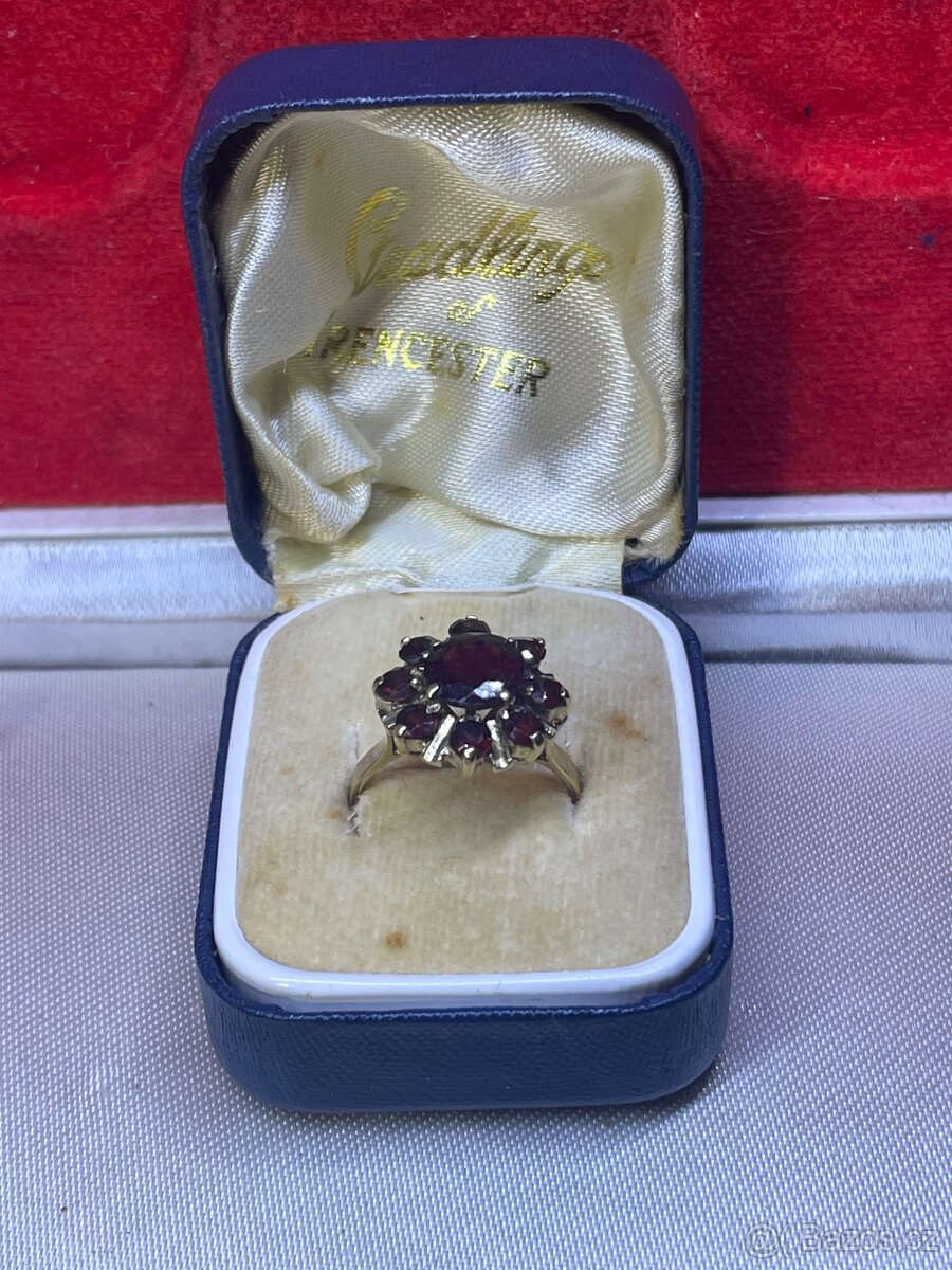 zlaty prsteň Český granát 8 karát - 6