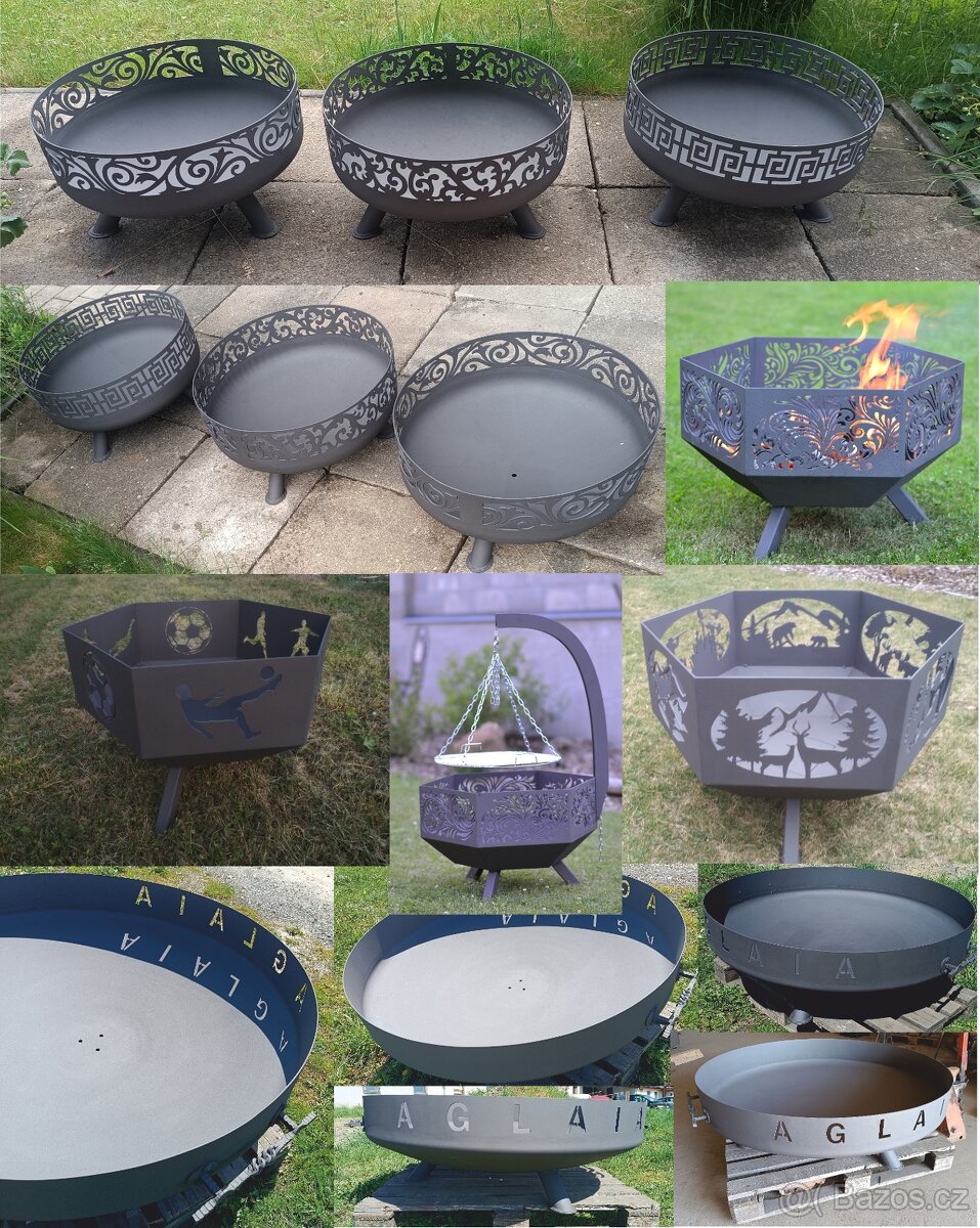 Ocelové přenosné ohniště antický vzor - 6