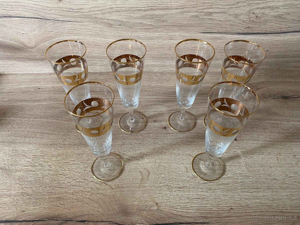 sklenice na sekt flétny na šampaňské retro sklo - 6