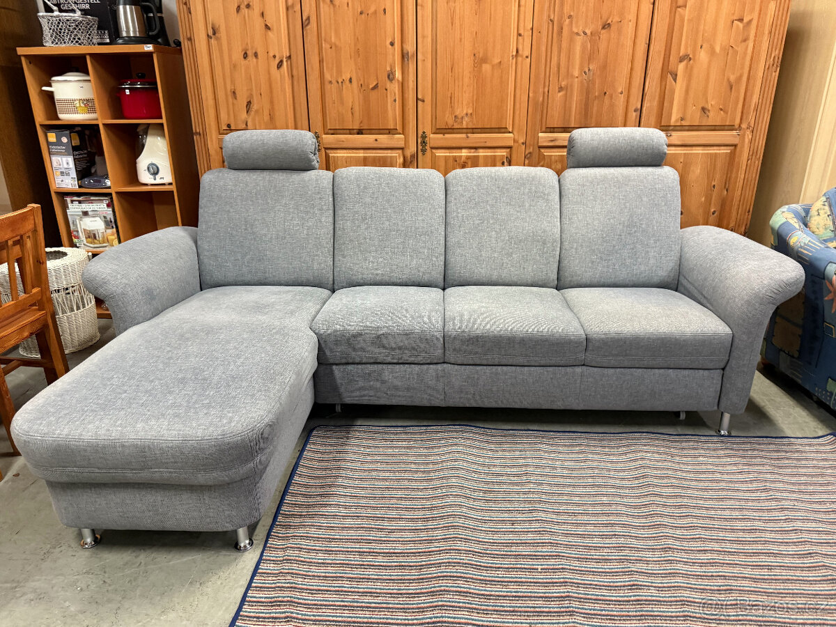 Rohová rozkládací šedá sedačka 260 x 160cm - 6