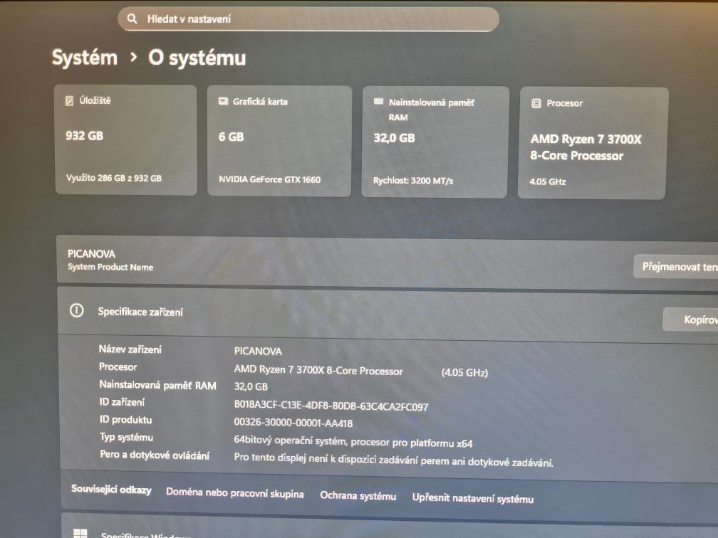 Herní PC Ryzen 7 3700X GTX 1660 - 6