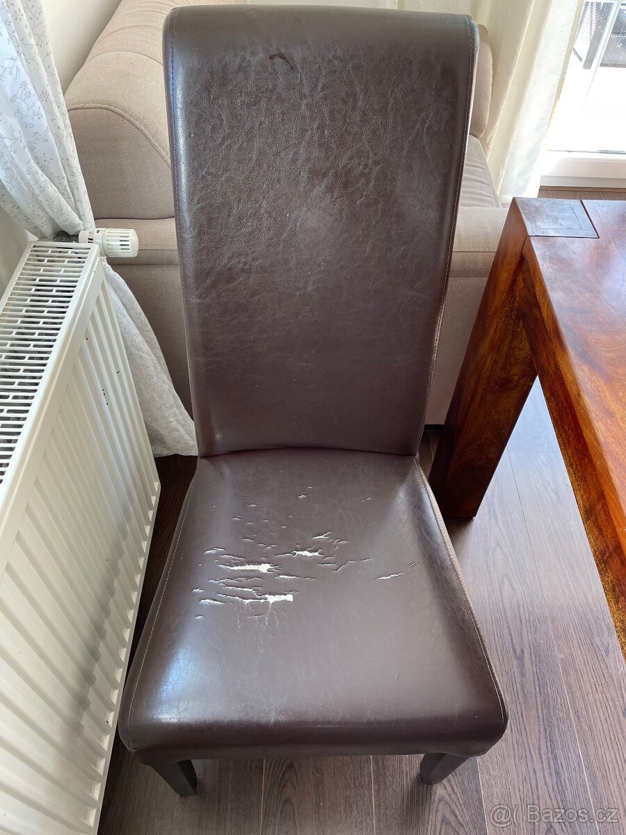 SLEVA KRÁSNÉ STABILNÍ JÍDELNÍ ŽIDLE KOŽENKA - 4 KUSY - 6