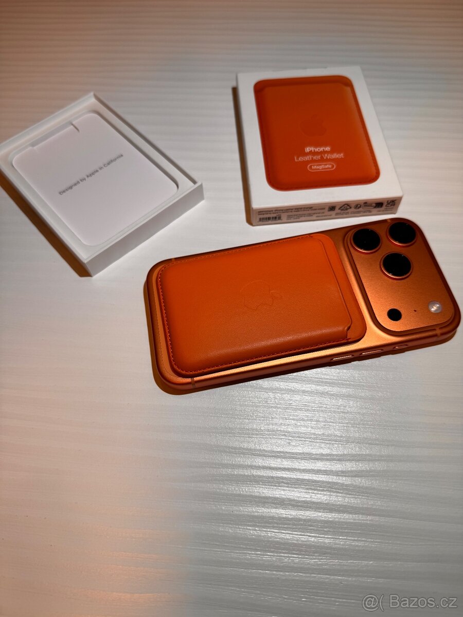 iPhone Leather Wallet ORANGE Find My 17Pro /Pro Max - 6
