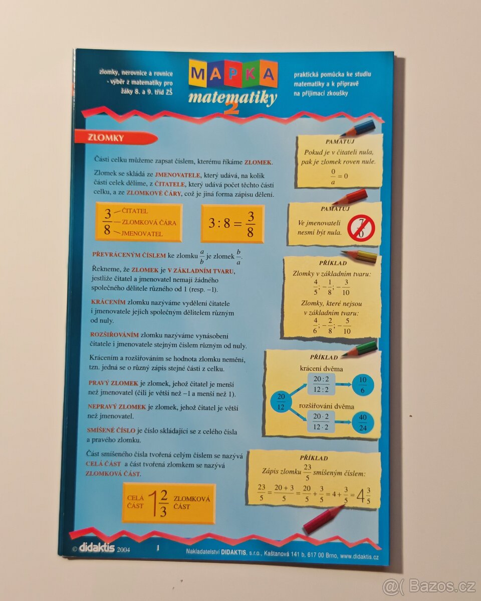 Sada 2 ks učebnic Přehled učiva MATEMATIKY pro ZŠ + tahák - 6