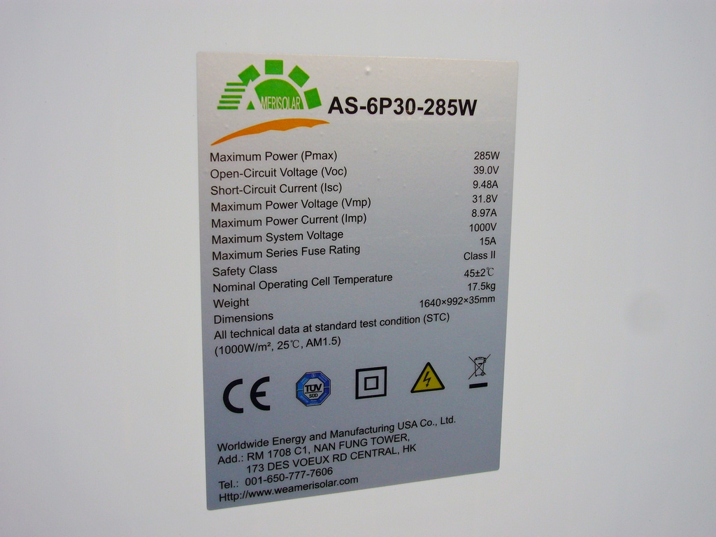 FVE panely Amerisolar 285Wp - 6