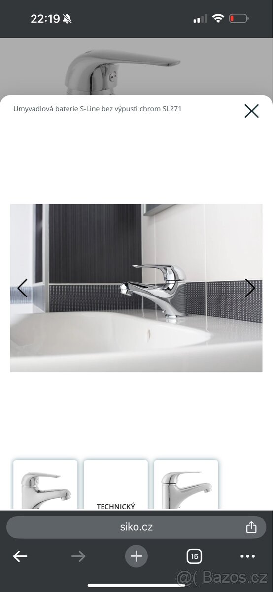 Umyvadlová baterie S-Line bez výpusti chrom SL271 - 6
