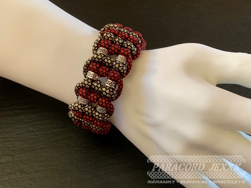 Paracord náramek (18 cm) red - bronze - 6