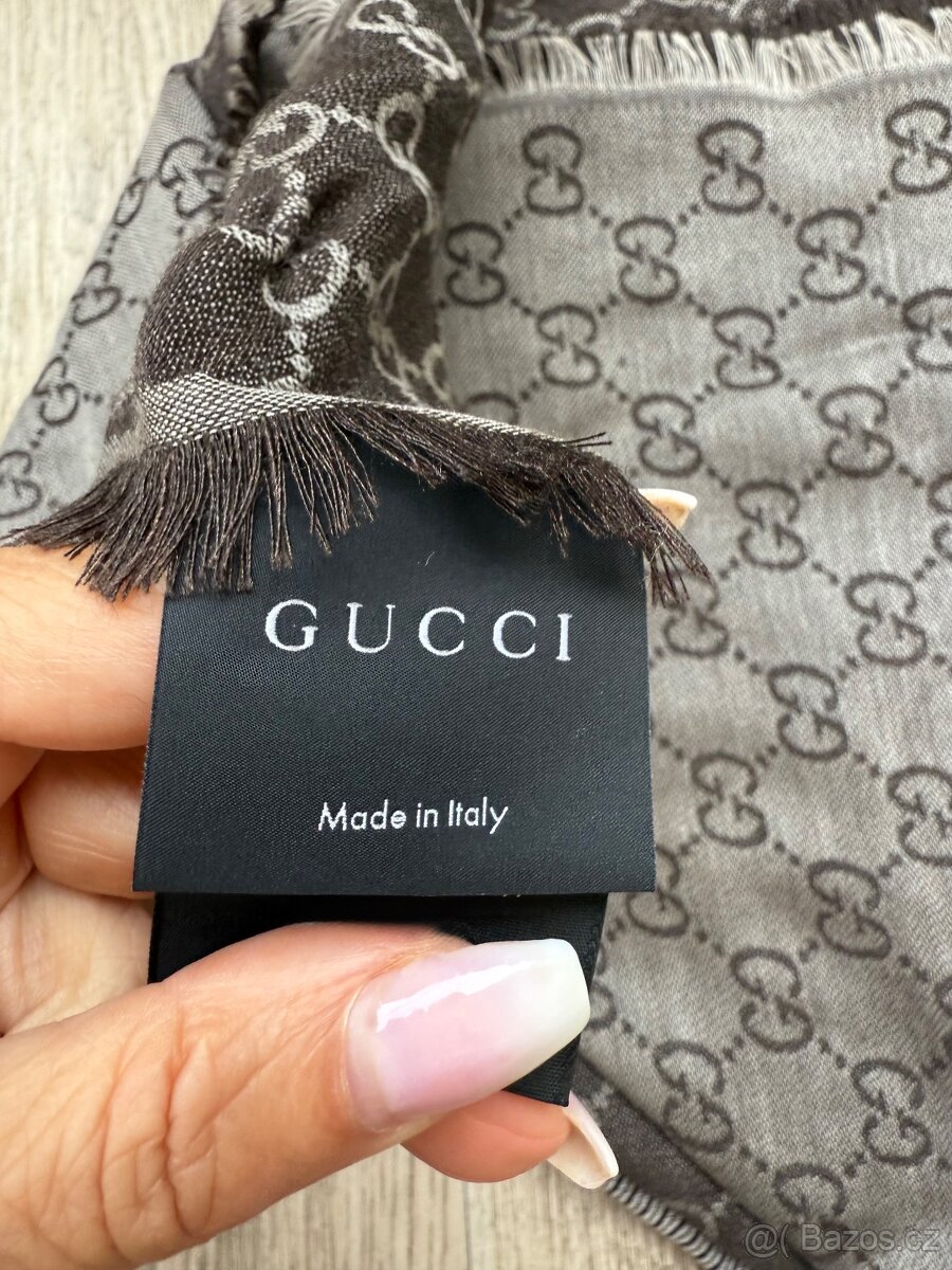 Gucci Scarf GG velký monogram šedý pléd - 6