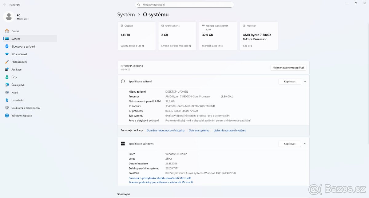 Herní PC - Ryzen 7 5800X, RTX 3070ti, 32 GB RAM, záruka - 6